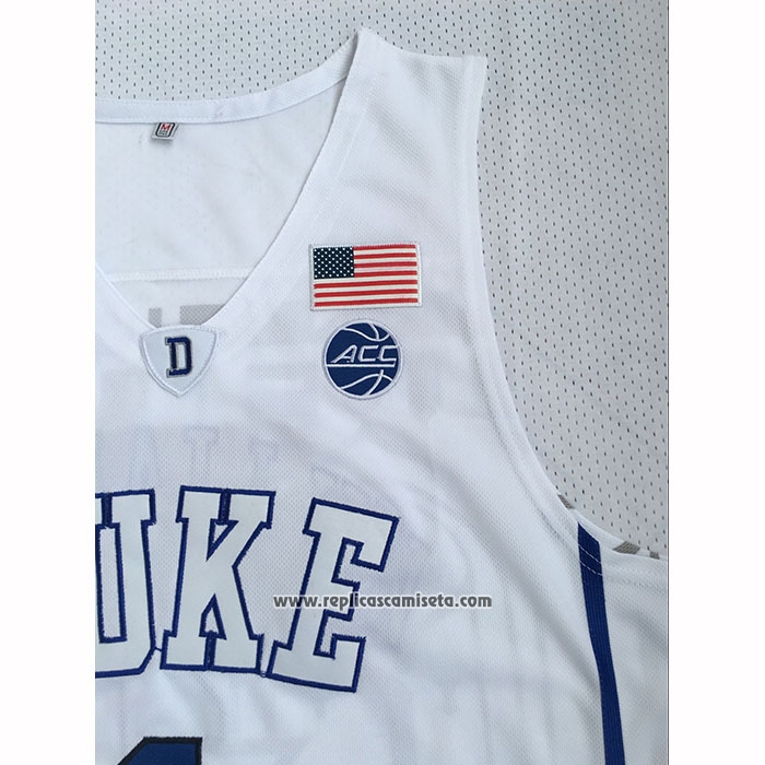 Camiseta NCAA Duke Blue Devils Zion Williamson Blanco